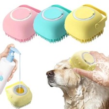 Pet Dog Cat Silicone Softy Massage Bath Brush Scrubber Shampoo Dispenser