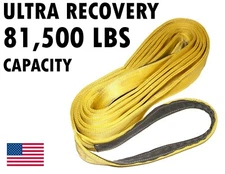 USA 6" x 16' FT Nylon Lifting Sling Eye & Eye 2-ply Tow Recovery Crane Pull