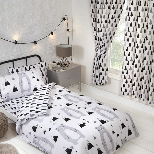 Cortinas forradas de bosque de osos escandinavos 66"" x 54"" diseño escandinavo - Imagen 3 de 3