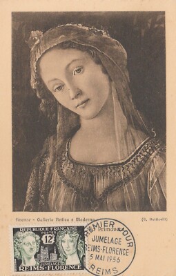 MAXIMALE KARTE 1. TAG PARTNERSCHAFT REIMS FLORENZ - MUSEUM GALLERA - 05.05.1956