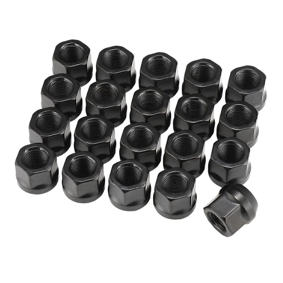 20PCS OPEN END LUG NUTS BULGE ACORN 1/2"X20 WHEEL NUT BLACK FINISH Fit for Ford Foto 2 de 4