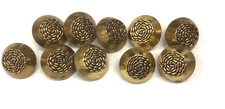 10 ANTIQUED GOLD TONE SHANK BUTTONS RAISED SPIRAL ROPE DESIGN 5/8"