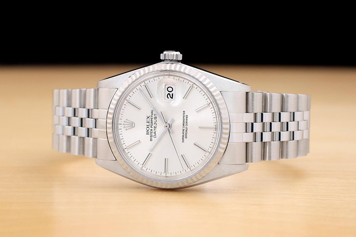 ROLEX MENS DATEJUST 16014 18K GOLD STEEL SILVER DIAL AUTOMATIC