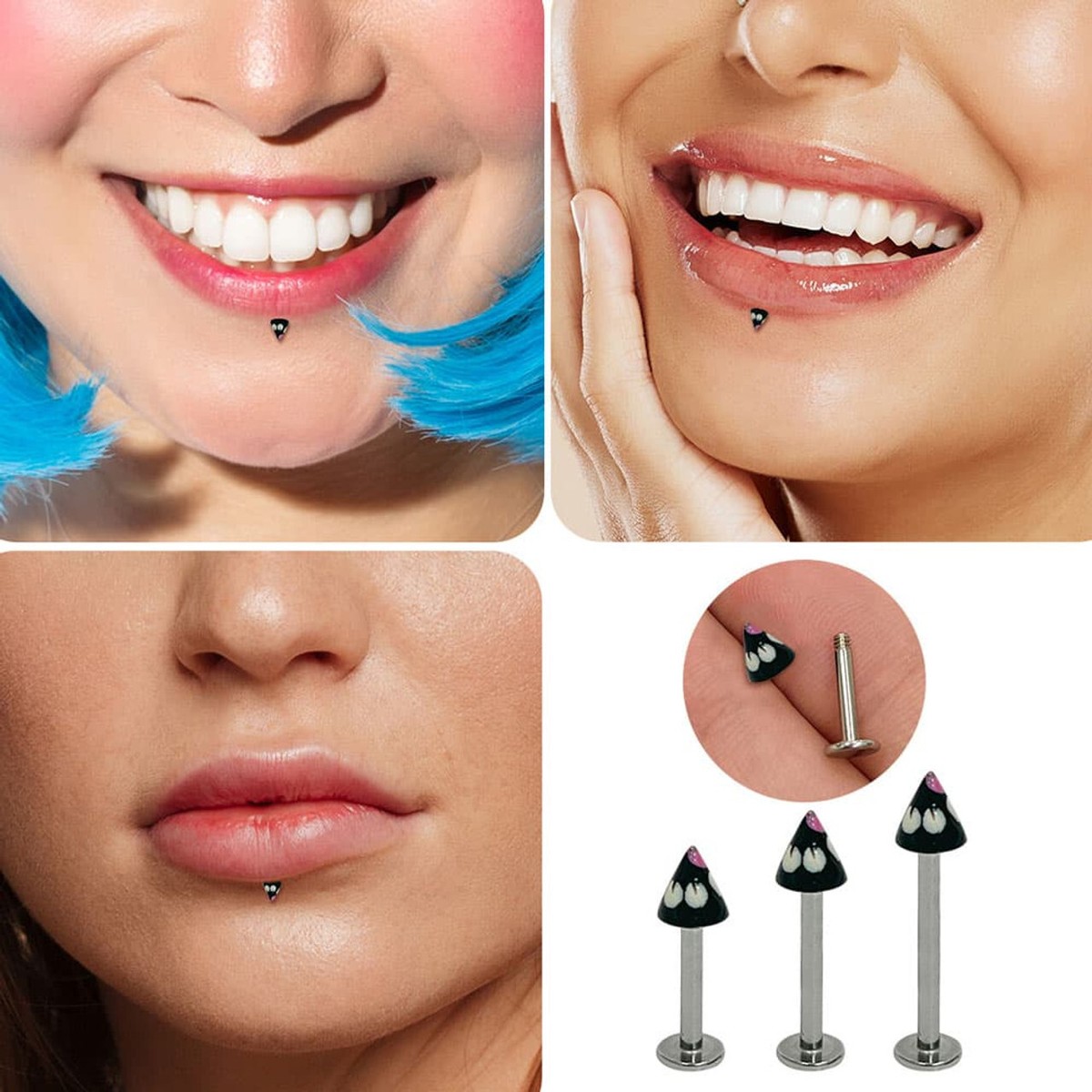 316L Surgical Steel High Polished Spike End Flat Back Labret Monroe Stud 316L Surgical Steel High Polished Spike End Flat Back Labret Monroe Stud