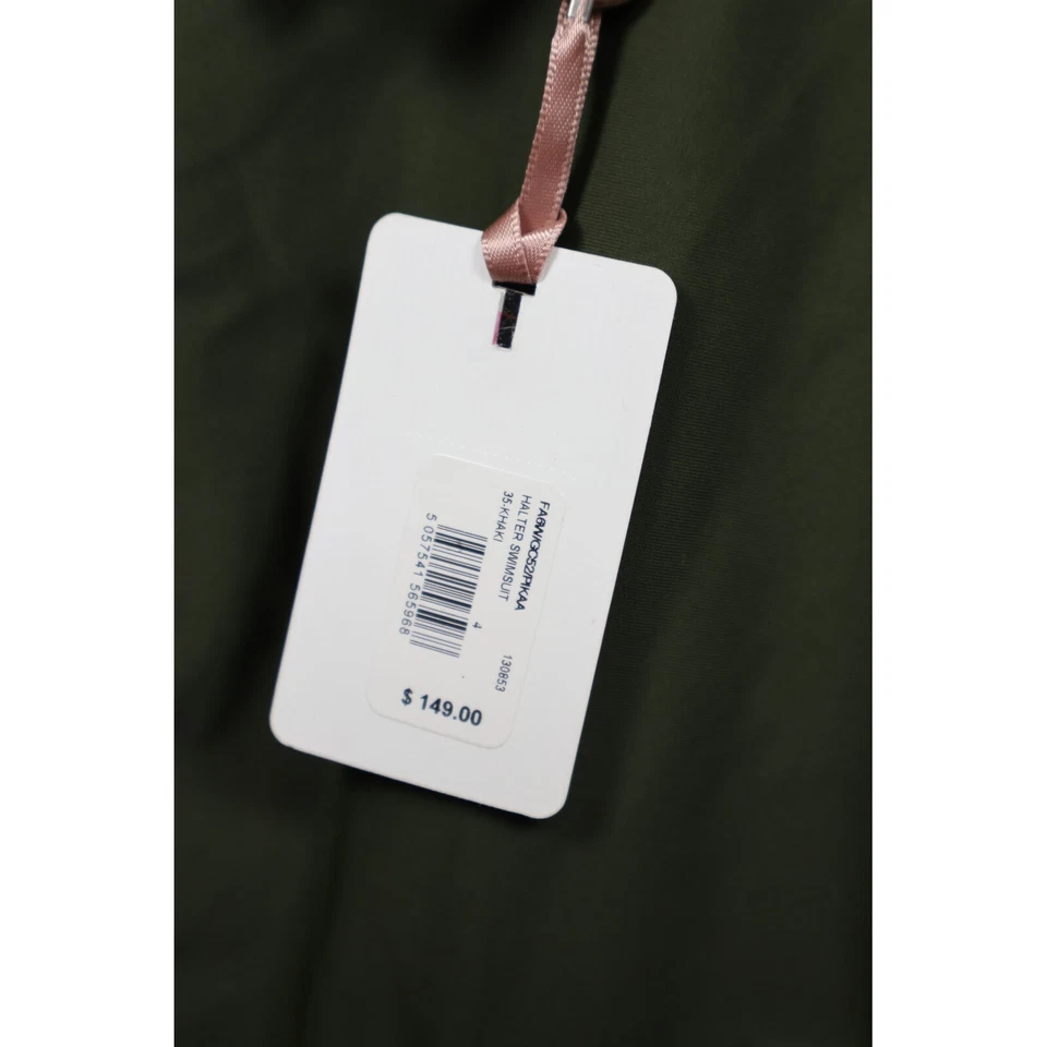 Traje de baño Ted Baker HALTER de una pieza verde oliva escote profundo para mujer talla 10 Foto 4 de 4