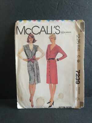McCalls Pattern 7239 Size 12 Bust 36 Misses Dress Jumper Adaptive Uncut 1980 VTG