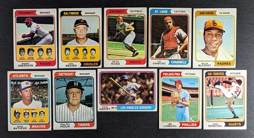 1974 Topps Baseball Star and Semi Star Lot 10 Cards Pete Rose - 第 1/3 張圖片