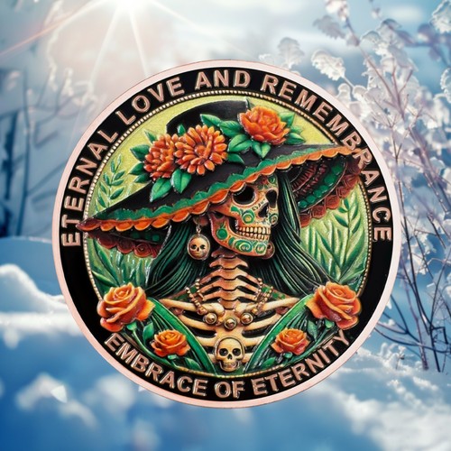Moneda Memento Mori-Cráneo 3D Real -Día de Muertos-Ficha de Práctica Estoica Diaria Regalo - Imagen 2 de 24