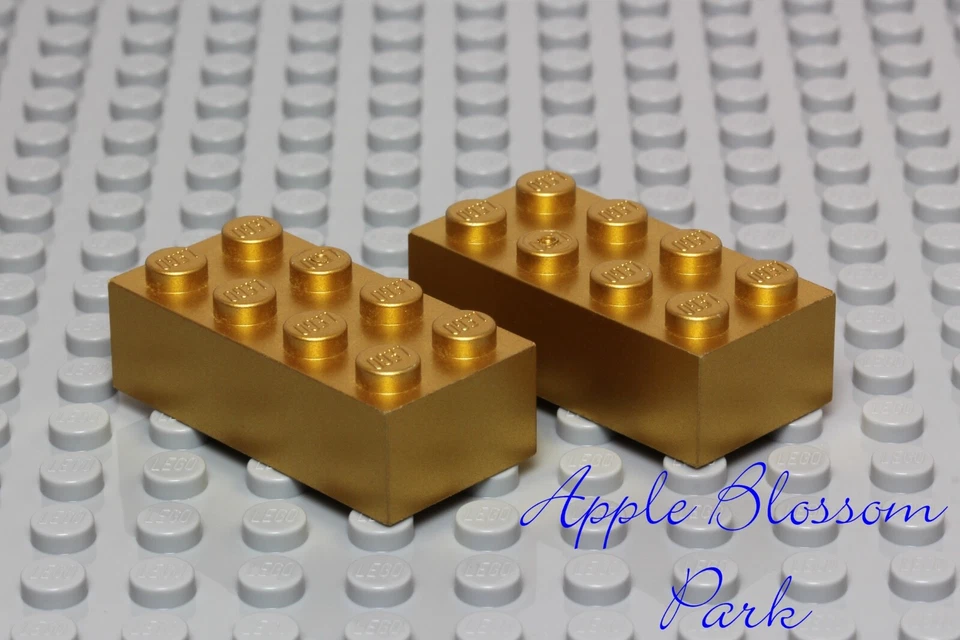 NUEVO Lote/2 Lego 2x4 Ladrillo Dorado Metálico - 50 Aniversario Edición Limitada 2005 Foto 2 de 4