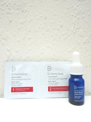 Lot of 2 Dr Dennis Gross Stress Rescue Super Serum Mini & Alpha Beta Peel Sample