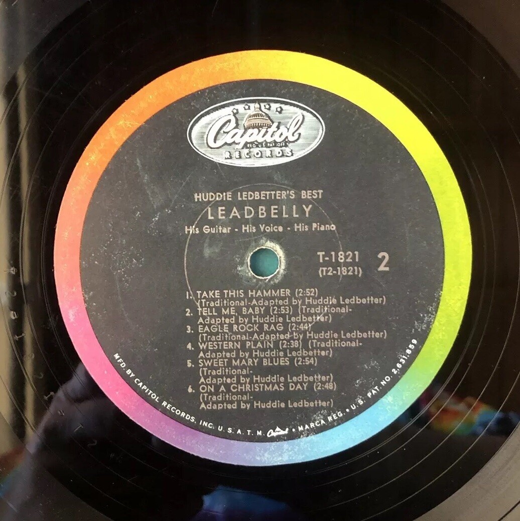 LEADBELLY Huddie Ledbetter's Best 1962 Album LP Capitol 1st T 1821 Mono
