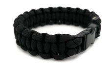 Paracord Bracelet 550 Black Tactical 3/8" Buckle (Black) Hand Made 
