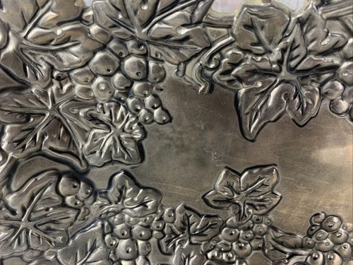 Godinger Silver Art Co Silver Plated Serving Tray w/Handles Grape Vines Design - Picture 3 of 6