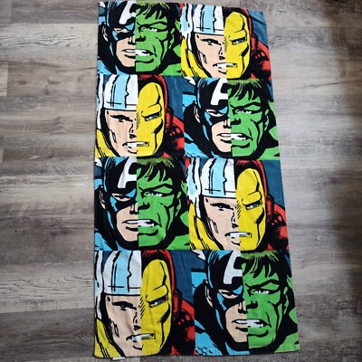 Marvel Beach Towel The Avengers Ironman Hulk Thor Captain America 28”x  53”