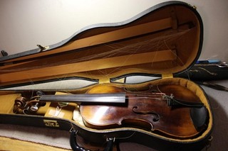 Antiguo violín Hope Crown CP con respaldo de llama firmado 4/4 con estuche de arco Schroetter