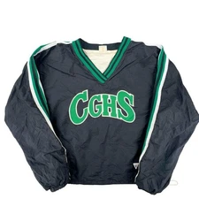 Vintage Varsity CGHS Pullover Windbreaker Jacket Green White Black Medium