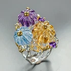 Luxury Design Natural Citrine Quartz Ring 925 Sterling Silver Size 7.5 /R472319