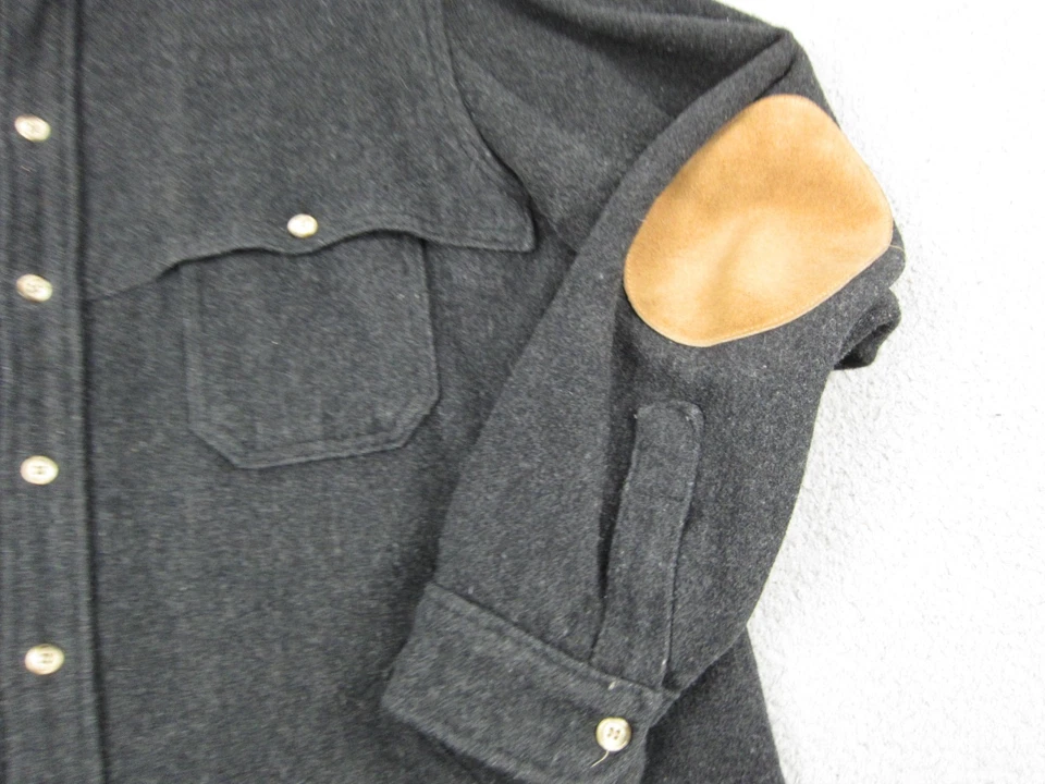 Vintage Woolrich Shirt Mens Extra Large XL Gray Wool Elbow Patch Made in USA - Image 4 of 4