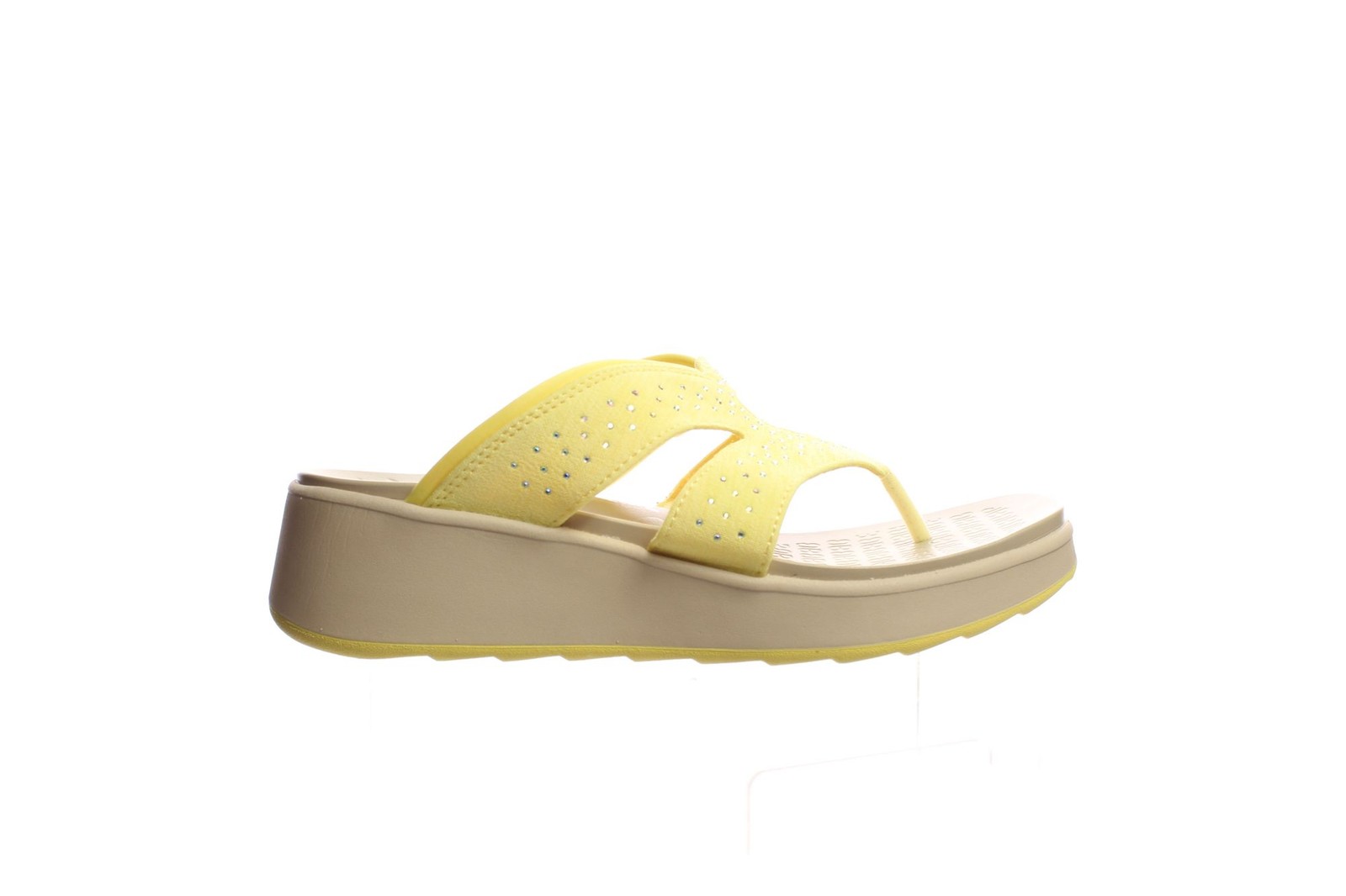 Bzees Womens Nola Bright Yellow T-Strap Heels Size 9