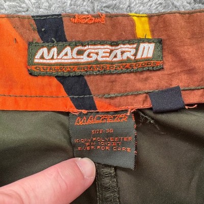 Macgear Mens 29x32 Green Camo Wide Leg Cargo Pants Zip Flare Y2K