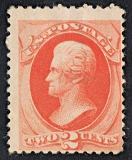 US Sc# 183 *MINT OG H* { 2c JACKSON } SOFT POROUS PAPER OF 1879 THIN CV$ 100.00