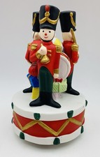 Aldon Porcelain Toy Soldier Band Holiday Figurine Wind Up Musical Vintage