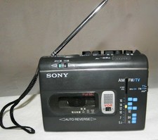 SONY TCM-F59 Cassette Corder Radio AM FM Play Rec Speaker Tested Fully Works