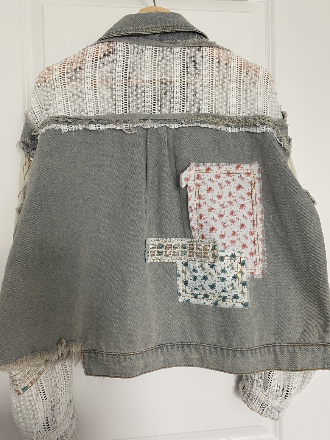 POL Denim Jacket Women's M Patchwork Embroidered … - image 15