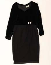 VALENTINO Womens Long Sleeve Sheath Dress IT 44 Medium Black Cupro BB05