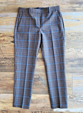 Theory Testra O Dawson Portland Wool Blend Slim-Leg Dress Pants Blue Plaid Sz.4
