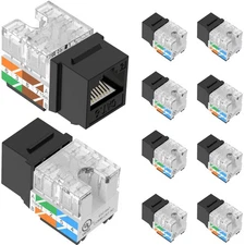Cat6 RJ45 Keystone Jack UL-Listed 10-Pack, Slim Profile Ethernet Cat5e Cat5 P...