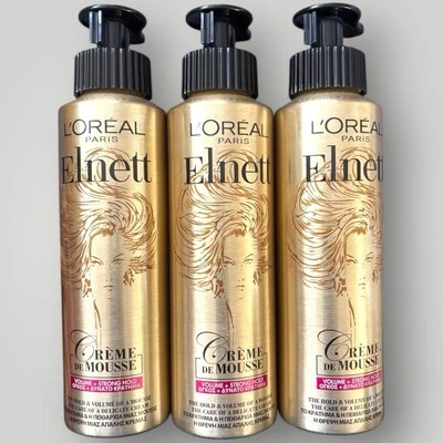 3x L'Oreal Elnett Crème de Mousse Volume Strong Hold 200ml X3 RRP £7.15 each