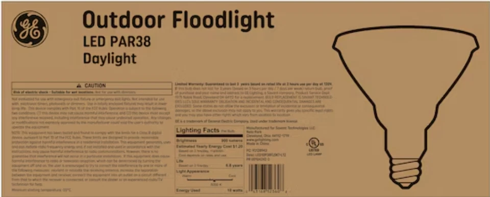 12PK GE 90-Watt PAR38 Daylight Bright LED Floodlight Bulbs -900 Lumens-Free Ship - Image 3 of 4