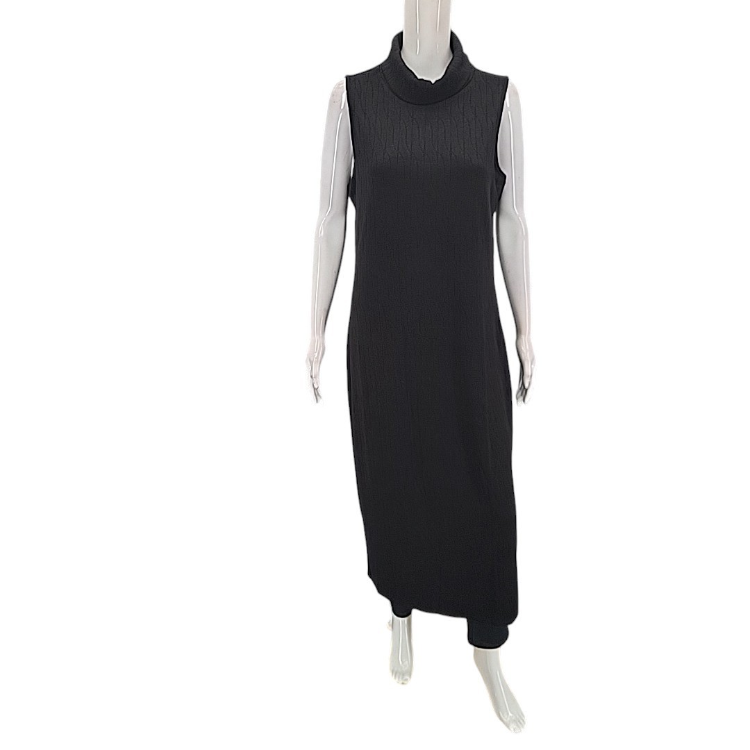 Tiana B Cozy Rib Sleeveless Turtleneck Dress with Side Slit Large Size Black  | eBay