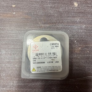 Cle-Line C65574 , 1/2"-14NPT Thread , Hex Pipe Die , Hex Size 1-5/8"