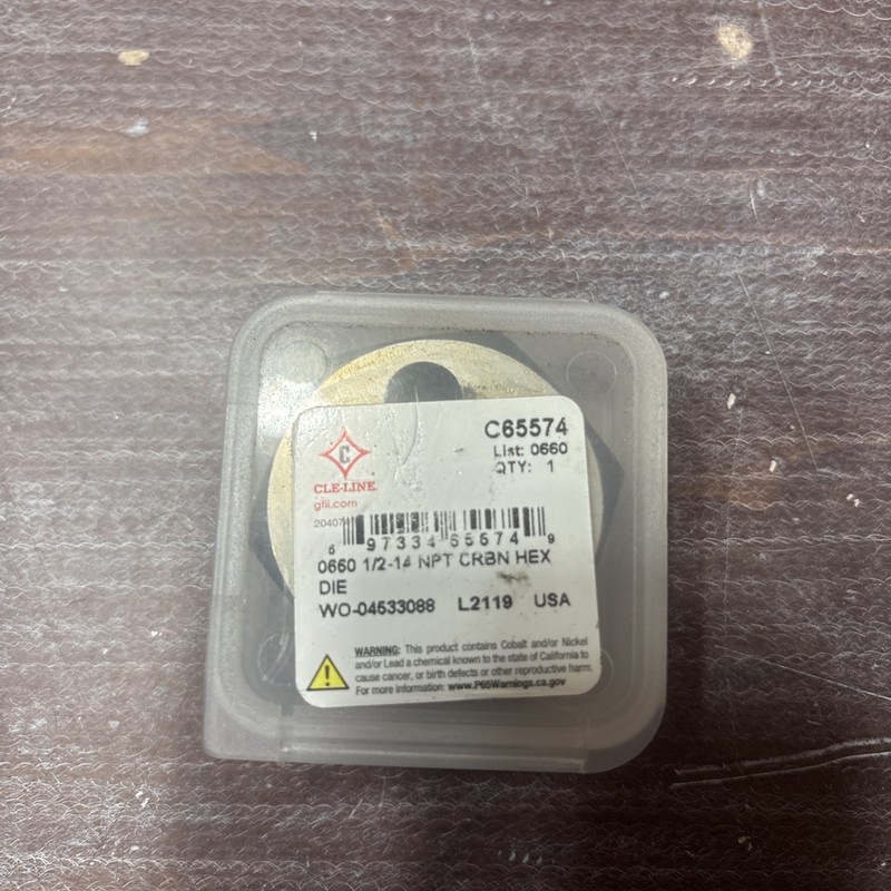 Cle-Line C65574 , 1/2"-14NPT Thread , Hex Pipe Die , Hex Size 1-5/8"