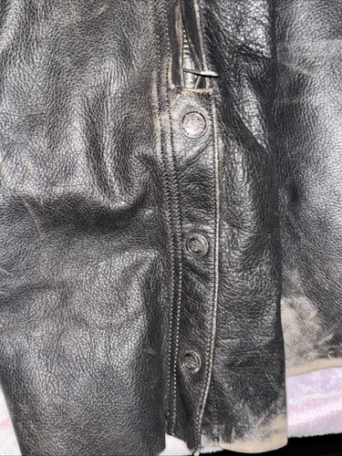 Harley Davidson Leather Motorcycle Riding Chaps L CA 03402 Black Unlined USA - Foto 6 di 6