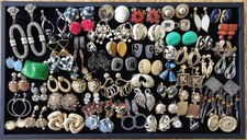 57 Pairs Clip-on Screw Back Earring Lot Vintage / Modern Estate Statement