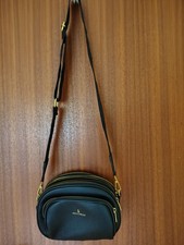 Kleine Damen Schultertasche Schwarz Leder