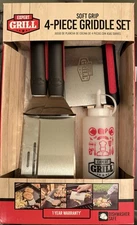 Expert Grill Soft Grip 4 Piece Griddle Set 2 Spatulas Griddle Scraper/Bottle NEW