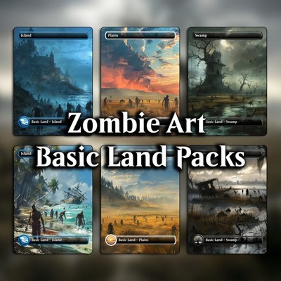Zombie Basic Lands Custom Alt Art MTG Basic Land - 18 Card Packs