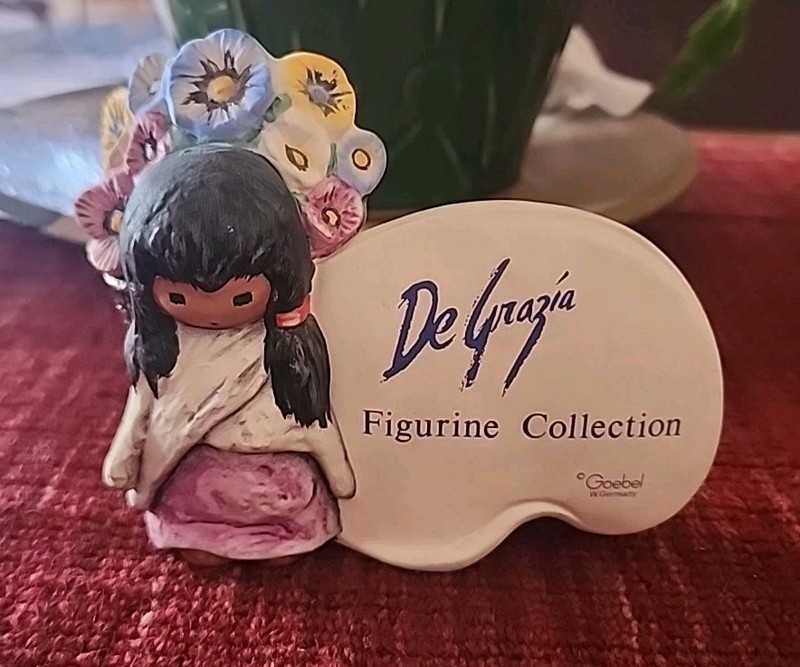 Vtg DeGrazia Collection Goebel Flower Girl Figurine 1983 Dealer Plaque A.o.W.