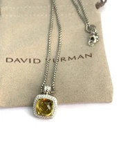 DAVID YURMAN Albion Sterling Silver With  Lemon Citrine & Diamond  14mm Necklace