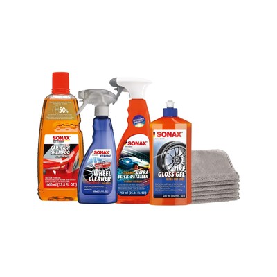 SONAX Premium Exterior Car Wash Kit | 5-Piece Complete Car Care Set | Car Was...