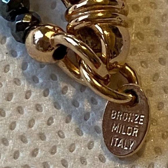 Collar de cuentas iridiscentes vintage de bronce Milor Italia 19" Foto 4 de 4