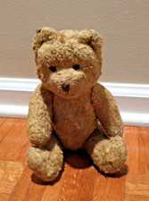 Antique Teddy Bear with Working Squeaker Mohair Mid 20th Century