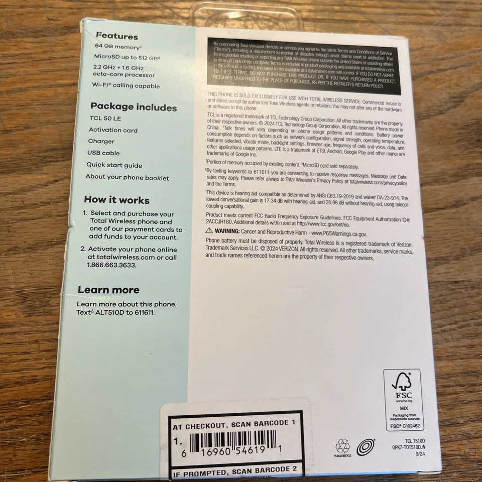 TOTAL WIRELESS TCL 50 LE (50 LE) 6.56" 64GB 4GB CDMA LTE Gray Prepaid Phone NEW - Image 2 of 3