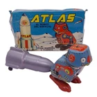 Rare Vintage 1965 ATLAS V2 Rocket & Robot Wind-Up Space Tin Toy in Box Argentina