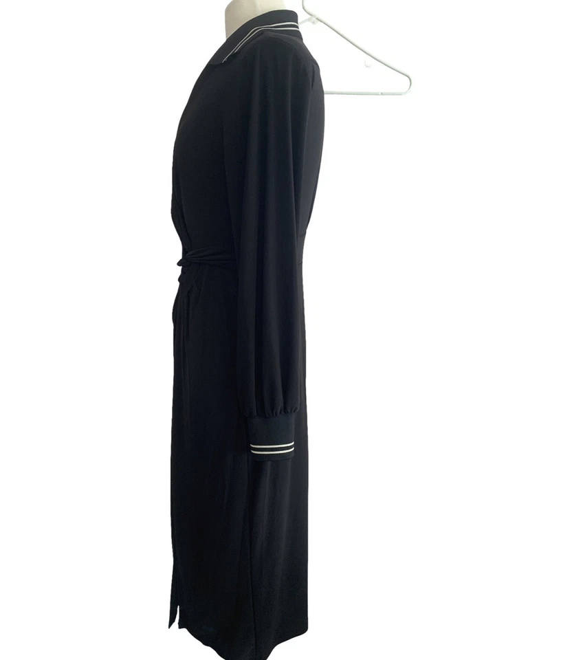 Vestido Tommy Hilfiger Vintage Años 80 90 Midi Abertura Imitación Envoltura Anudada Frontal Talla 8 Foto 3 de 4