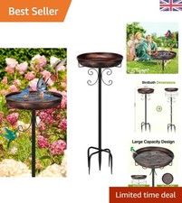 Beautifully Designed Metal Bird Bath - Upgraded Stability & Weatherproof Finish